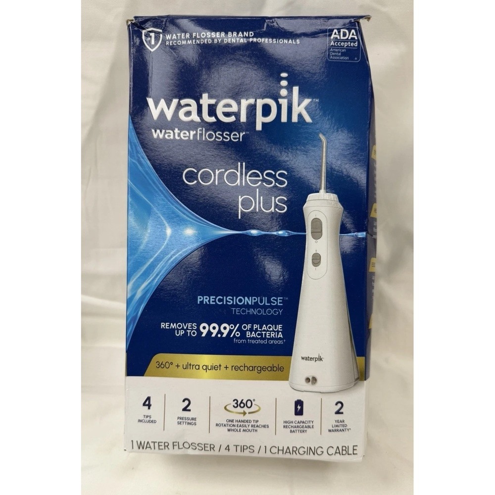 Waterpik Cordless Plus Water Flosser WP-450W Open Box Never Used 4 Tips